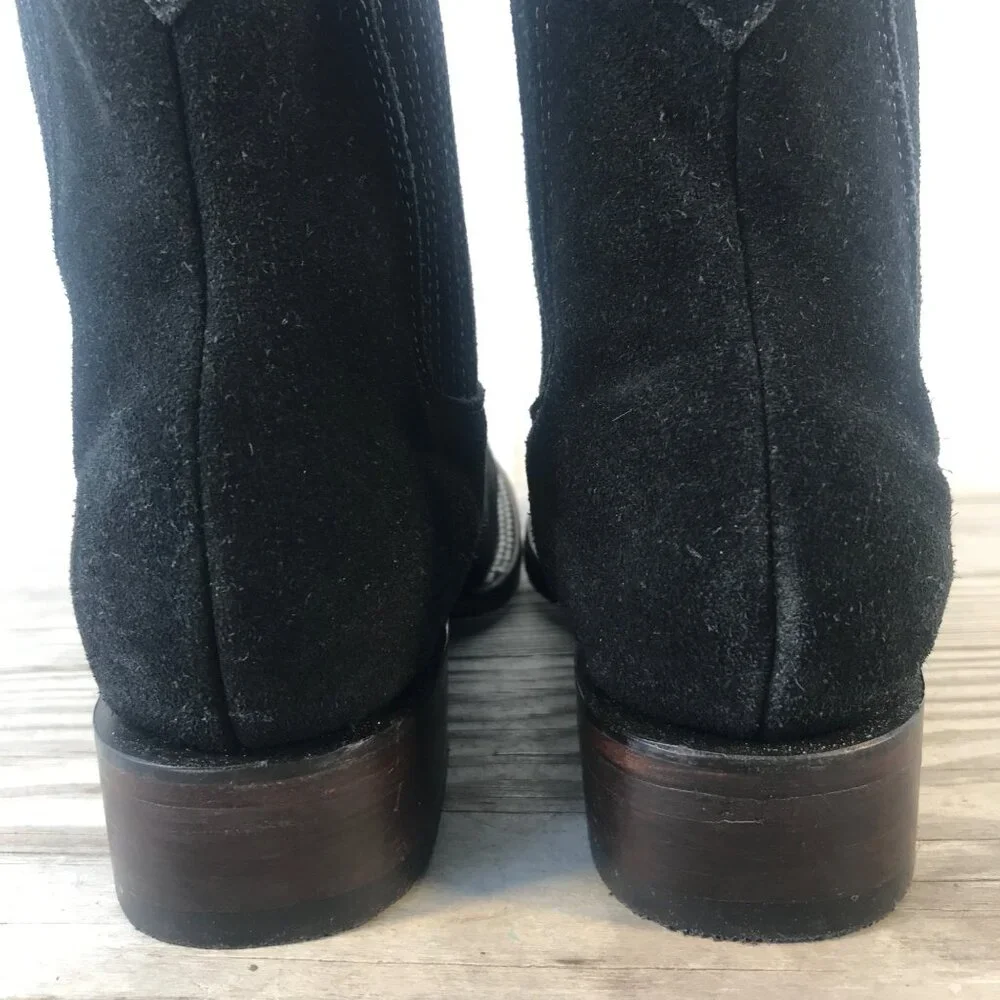 Joes Womens Black Suede Leather Western Ankle Boots US 8 Wide 723 Side Goring
